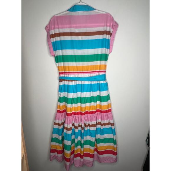J. Crew Rainbow Stripe Midi Shirt Dress Size 4 - Picture 7 of 8